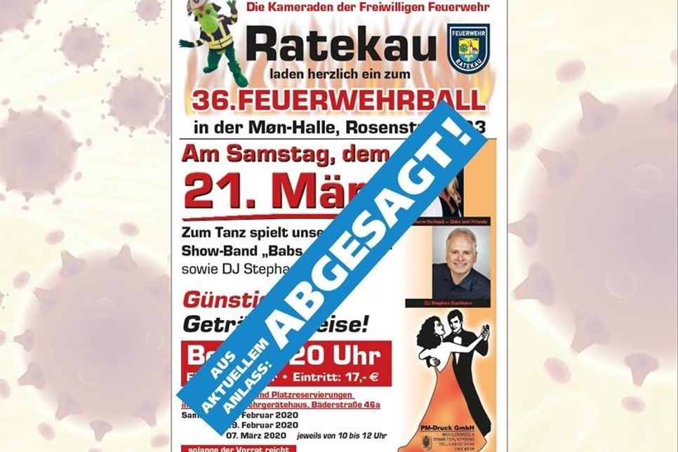 Aufgrund der Corona-Krise musste der diesjährige Feuerwehrball der Freiwilligen Feuerwehr Ratekau abgesagt werden.