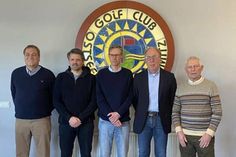 Das neue Präsidium des Golf Clubs Grömitz: Schriftführer und Marketingverantwortlicher Andreas Bruhn, Jugendwart Torben Möller, Vizepräsident Arnulf Haack, Präsident Ralph Moser, Schatzmeister Joachim Weber (v. lks.).