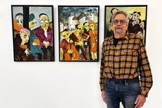 Der Künstler und Soziologe Holger Wittig-Koppe aus Plön reflektiert in seinen expressiv-realistischen Ölbildern gesellschaftskritische Aspekte - zu sehen in der 34. Kreisausstellung im Hans-Ralfs Haus für Kunst und Kultur des Ameos Klinikums Neustadt.
