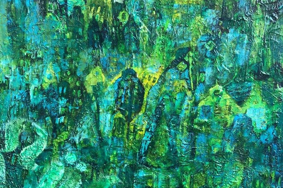 Das Werk von Sonja Knoop zeigt die ganze Bandbreite einer Farbe in unterschiedlichen Helligkeiten und Abtönungen.