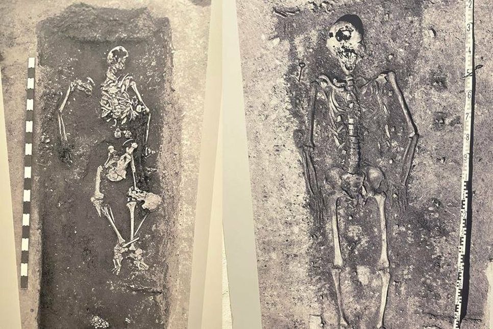 Fürstengrab (li.) und Wagenkastengrab