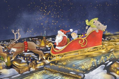 Unterwegs über den Dächern von Neustadt: Nasi Nashorn erlebt im neuen Buch seine erste Weihnachtszeit.