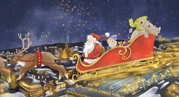 Unterwegs über den Dächern von Neustadt: Nasi Nashorn erlebt im neuen Buch seine erste Weihnachtszeit.