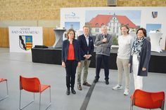Die zwei Bewerberinnen und Bewerber mit Moderator R.SH-Chefkorrespondent Carsten Kock (m.): Dr. Katrin Engeln (v.l.), Dr. Uwe Brinkmann, Justin Heuer und Nadine Wiederhold.