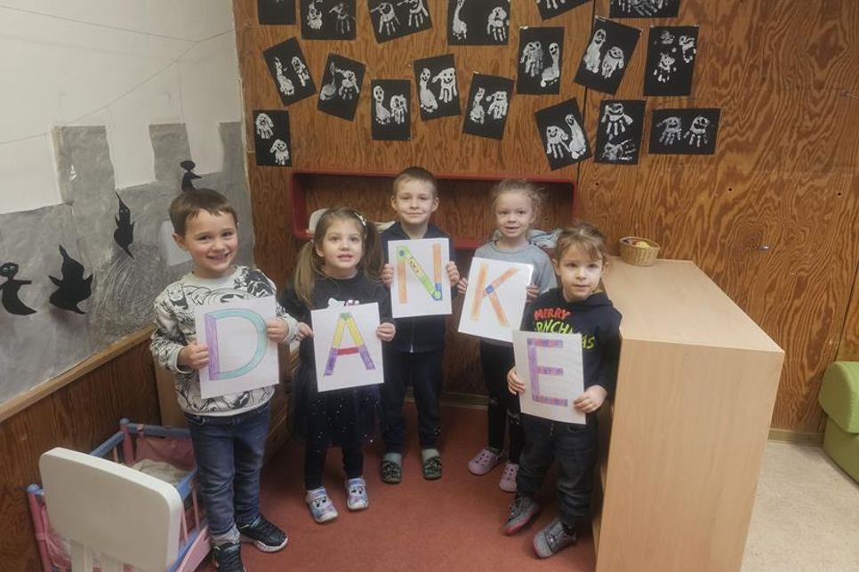 Die Kita-Kinder sagen Danke.
