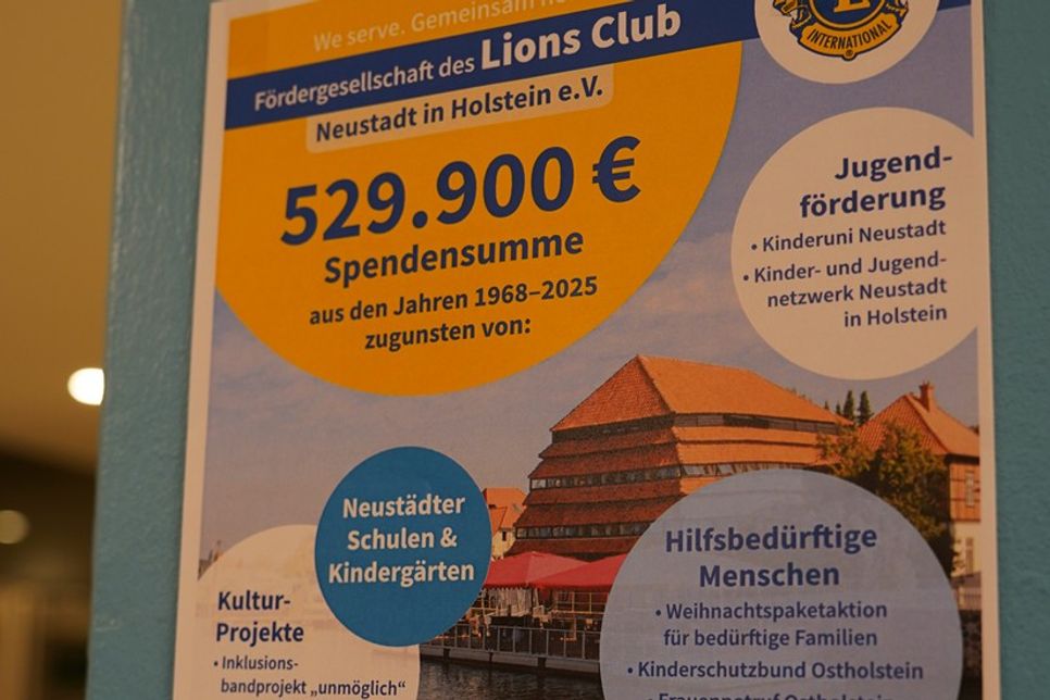 Seit seiner Gründung 1968 hat der Lions Club Neustadt bereits 529.000 Euro gesammelt und weitergegeben.