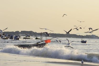 Beim Hochwasser standen sämtliche Strandkörbe im Wasser. Danke an Monika Grebien fürs Festhalten.