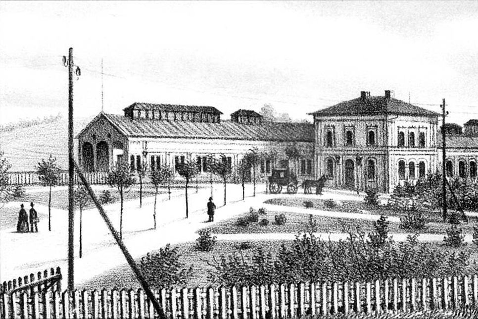 Der Neustädter Bahnhof um 1870.