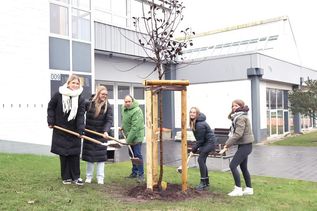 Auch der Kreis Ostholstein unterstützt das Wurzeln schlagen in Ostholstein, hier der Landrat bei der jährlichen Baumpflanzaktion mit einigen Nachwuchskräften.