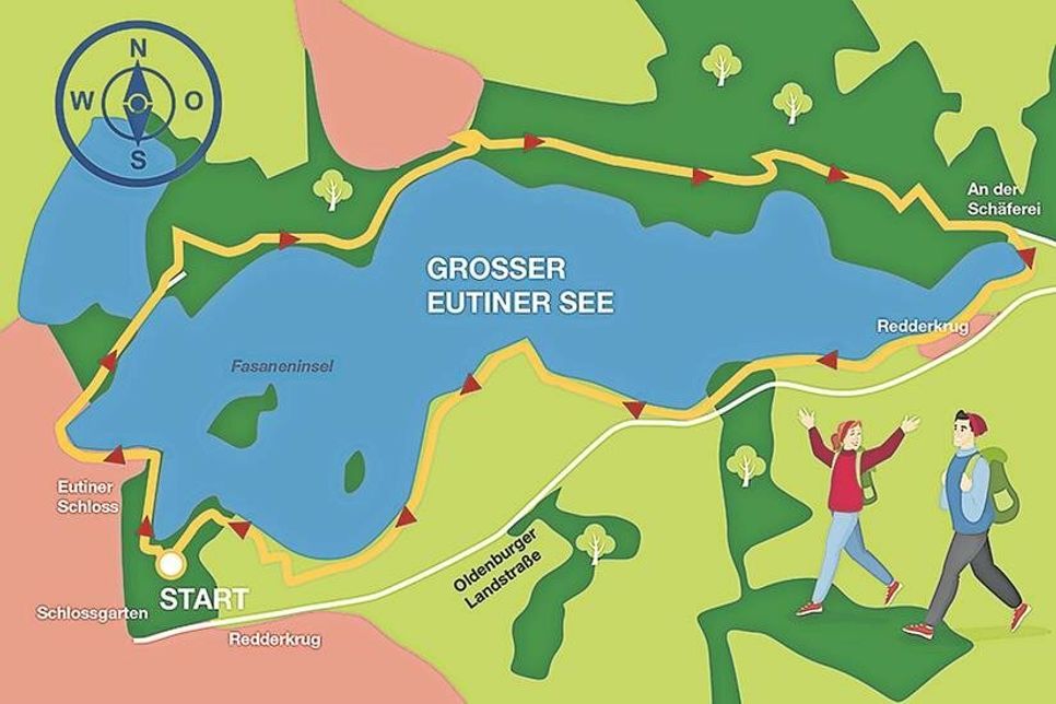 Die Wanderkarte für den Großen Eutiner See.
