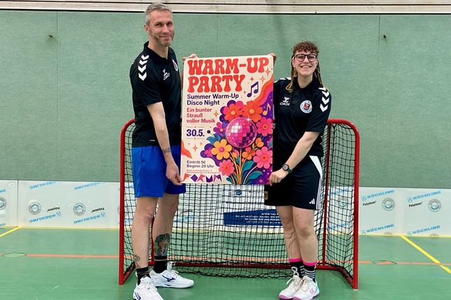 Die Floorball-Trainer des TSV Neustadt, Oliver Scheplitz und Jasmin Stopfkuchen, freuen sich auf das sportliche Wochenende mit der Summer Warm-up Party