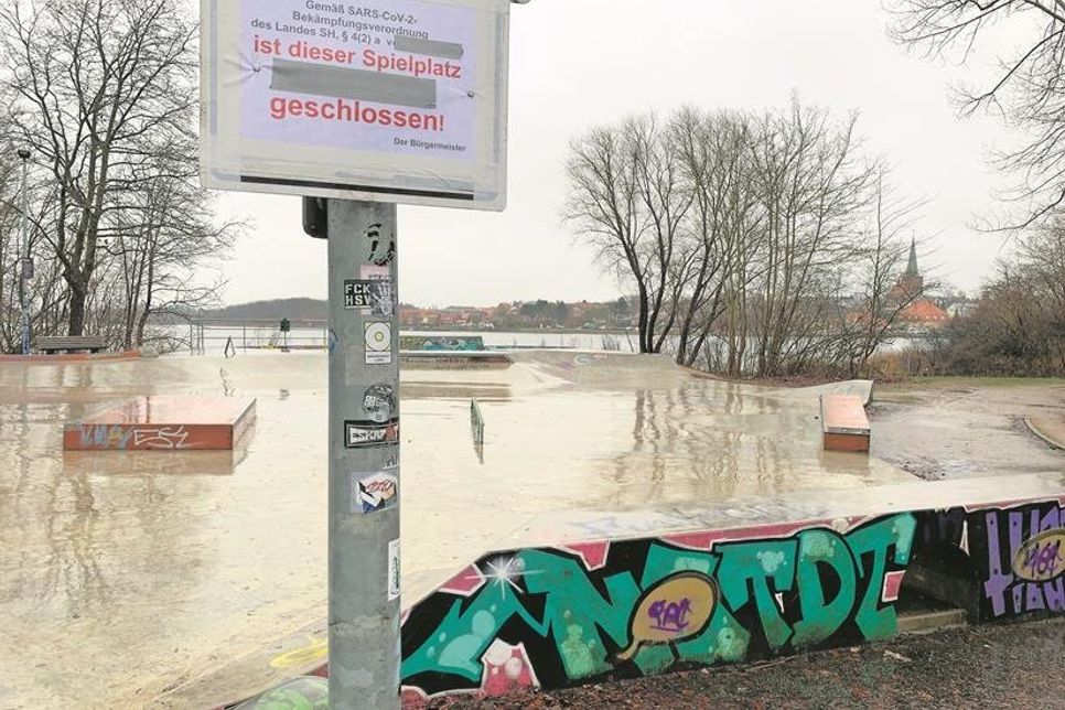 Darf derzeit coronabedingt nicht genutzt werden: der Skaterpark am Gogenkrog.