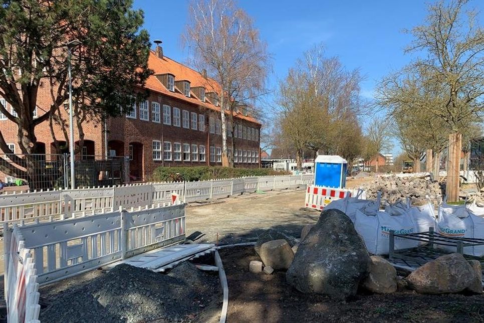 Blick von Norden auf die Baumaßnahmen.