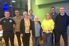 Das Vorstandsteam mit Moritz Meyer (Beisitzer), Alexander Wengelewski (Vorstand Finanzen), Anett Virsnitis (Vorstand Sport), Gabriele Thiele (Vorstand Verwaltung), Beisitzerin Daniela Krüger, Jonas Klemens (Ehrenrat) sowie Beisitzer Oliver Schlepitz (v. lks.)