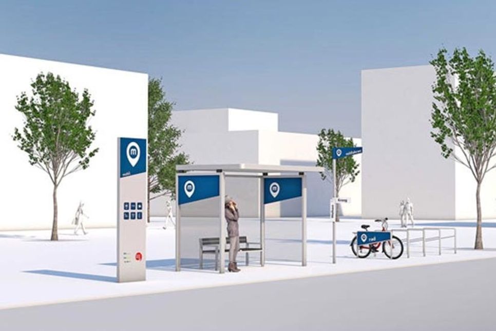 So könnte eine Mobilitätsstation im ländlichen Raum aussehen.