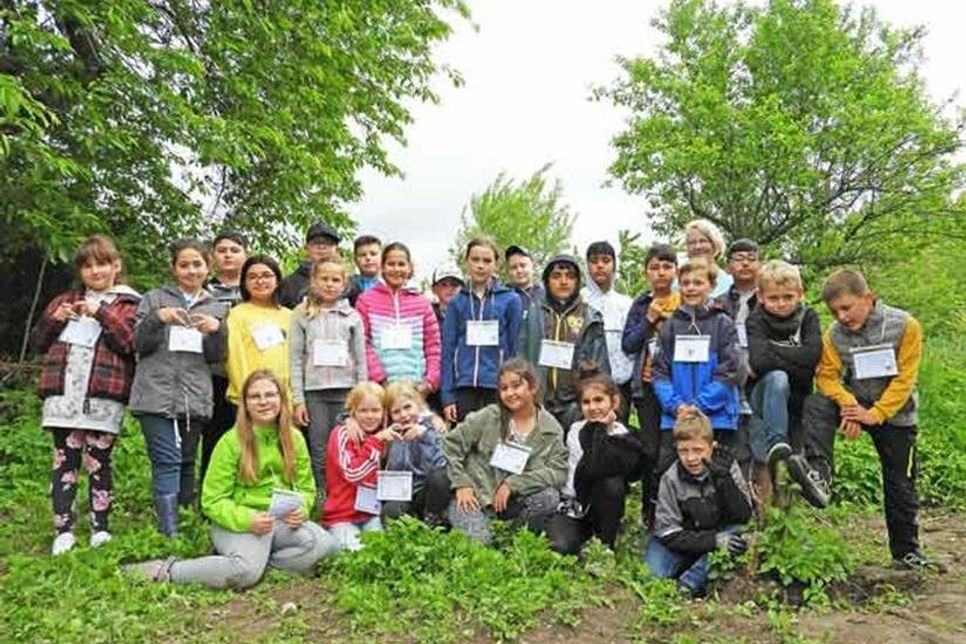 Die Klasse 3d ist stolz auf ihren Garten.