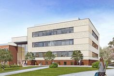 Ansicht des neuen Max-Planck-Instituts für Evolutionsbiologie aus Richtung der B76 mit dem Haupteingang zur August-Thienemannstrasse.
