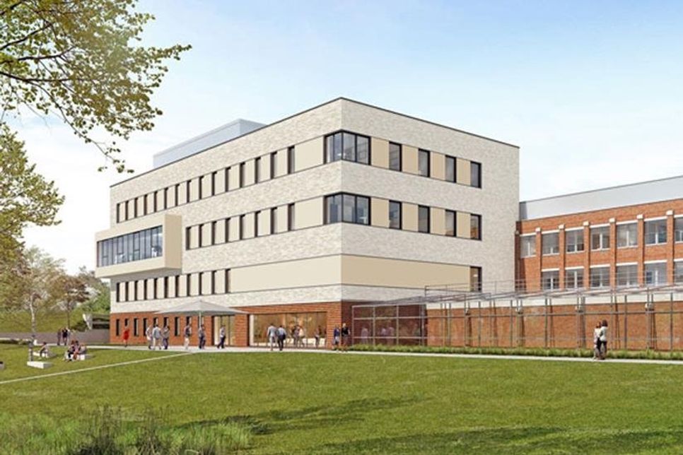 Ansicht des neuen Max-Planck-Instituts für Evolutionsbiologie aus Richtung des Schöhsees.