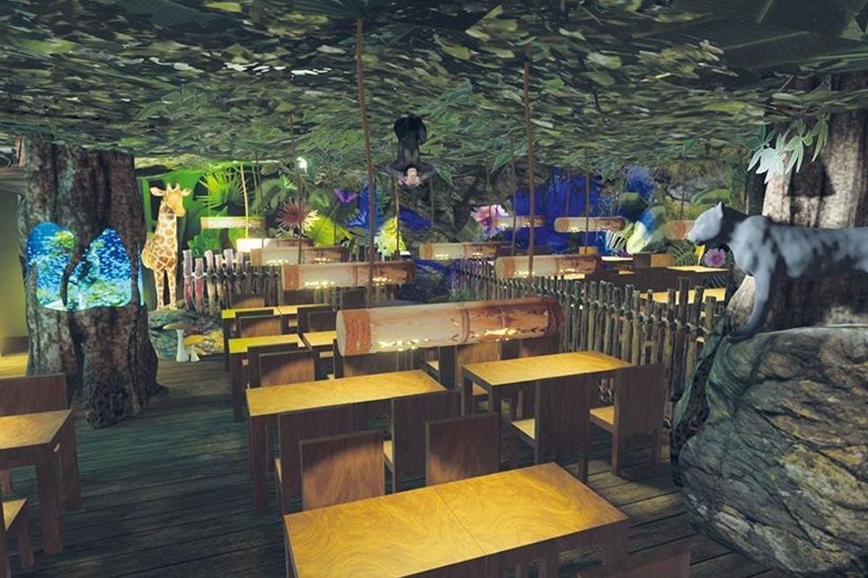 Computer-Animationen zeigen bereits, wie das Restaurant „Jungle“ nach Fertigstellung aussehen soll.