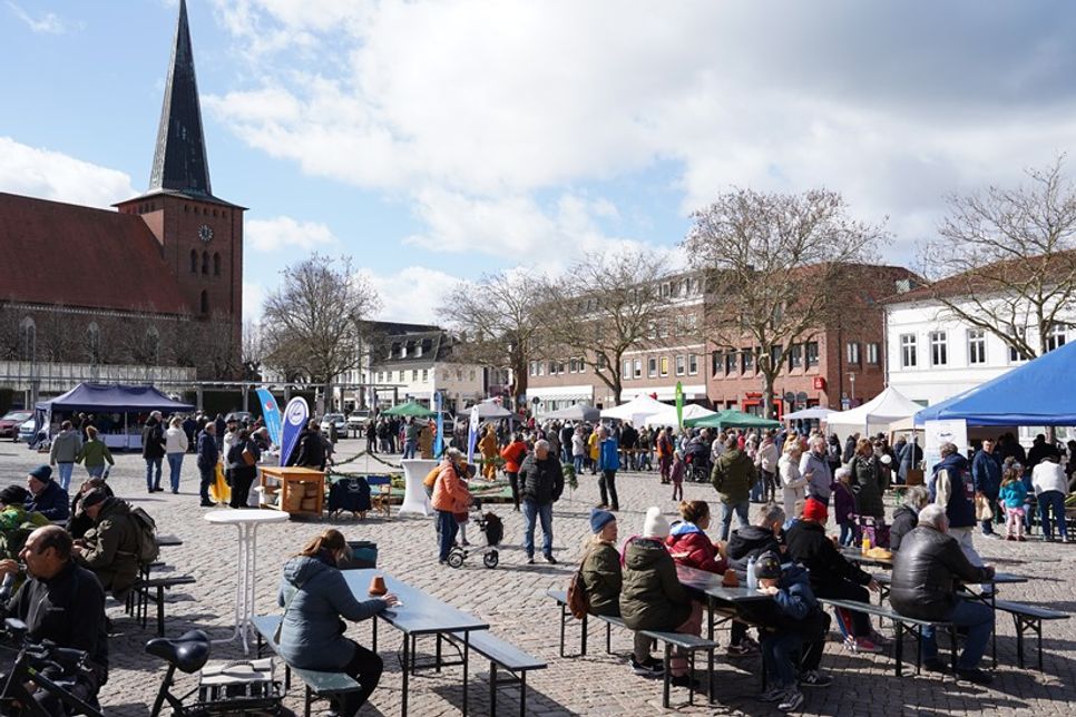 Es gab vieles zu entdecken, zahlreiche Stände mit Kunsthandwerk und verschiedene Neustädter Vereine und Verbände präsentierten sich auf dem Marktplatz.