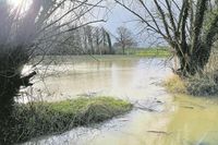 Überflutungen wegen des Dauerregens in Logeberg.