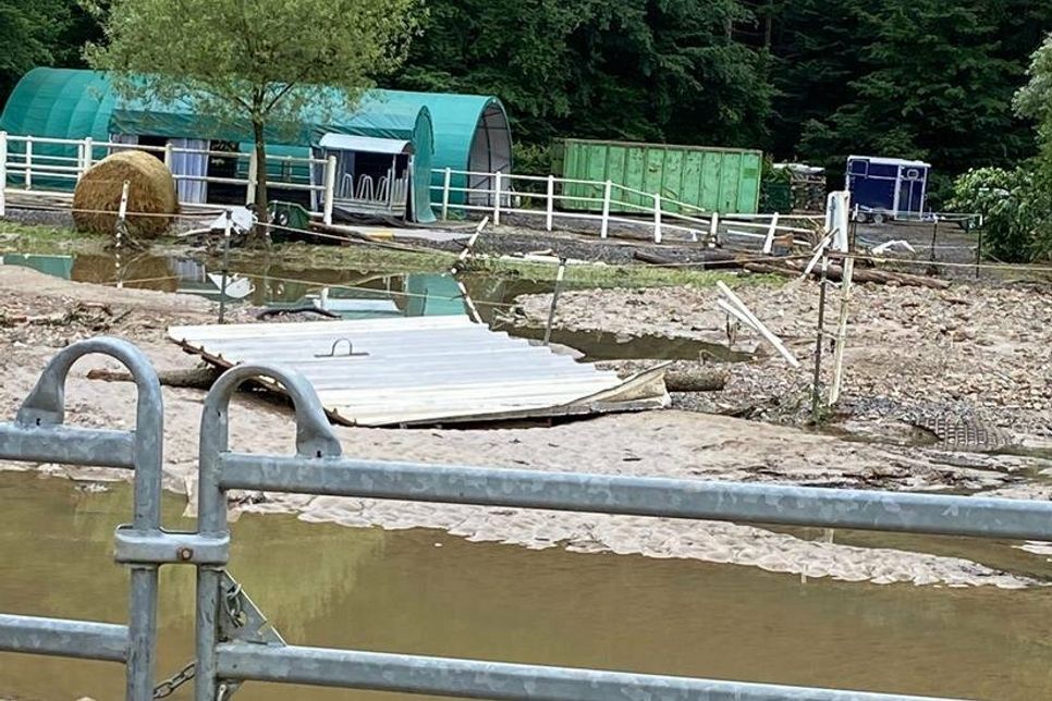 Reitanlage und Paddocks wurden komplett zerstört.