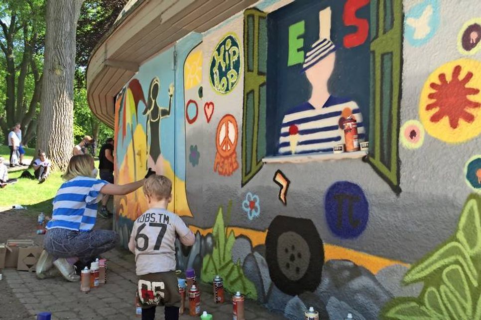 Drei Tage lang arbeiteten die jungen Studenten der Maxi-Kinderuni an ihrem Graffiti.