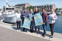 Stellten das Programm der diesjährigen Hafenfesttage in Heiligenhafen vor: Max-René Hampf (v.l.), Vadim König, Andreas Lund, Florian Kinnert, Eike Doyen und Jana Bendig.
