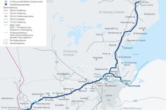 Schematische Karte der Ostküstenleitung von Lübeck nach Göhl. (Skizze: TenneT)