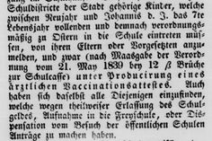 Schulattest von 1848