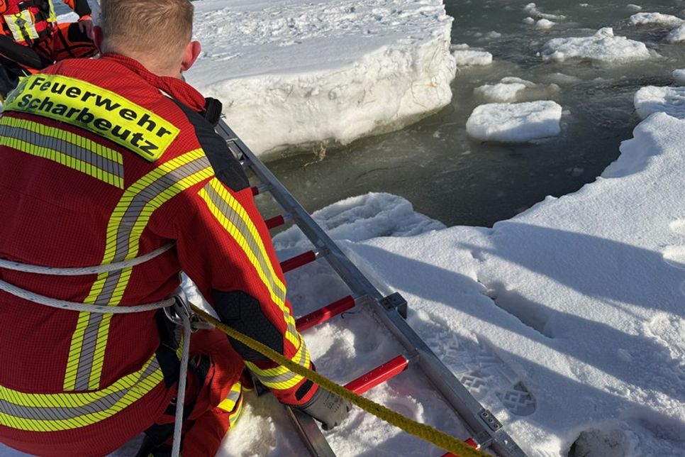 Die Feuerwehr musste zwei Personen von einer Eisscholle retten.