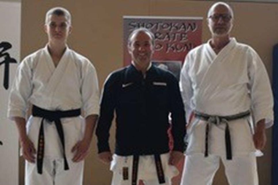 Tjalf Gregorius, Sensei Silvio Campari und Trainer Jens Grunwald (v. lks.).