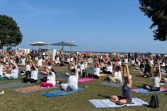 Über 250 Gäste trafen sich auf der Wiese an der Kurpromenade zum gemeinsamen Yoga.