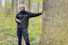 Förster Karsten Tybussek in seinem Element. Auf die Waldspaziergänger wartet ein kurzweiliger, unterhaltsamer und sehr informativer Spaziergang.