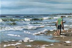 Cornelia Patz-Nahm, Spaziergang am Meer, Öl auf Lw., 2022.