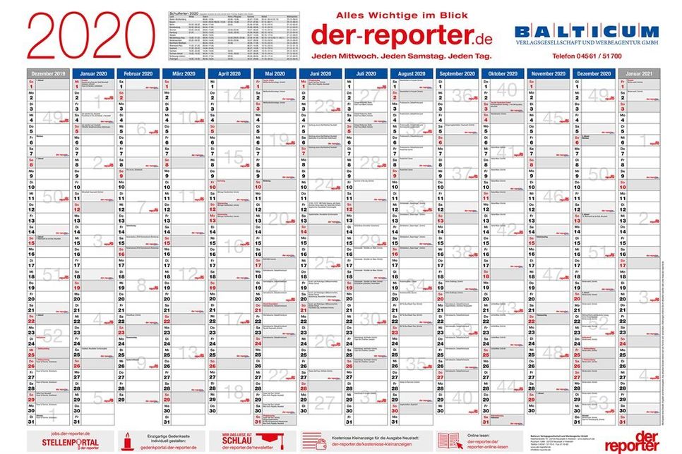 der reporter Wandkalender 2020.