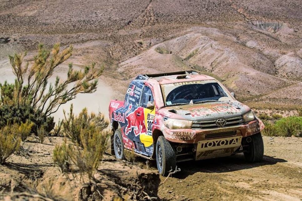 Das Toyota-Duo Giniel de Villiers und Dirk von Zitzewitz belegte auf der vierten Etappe der Rallye Dakar Tagesrang sechs.