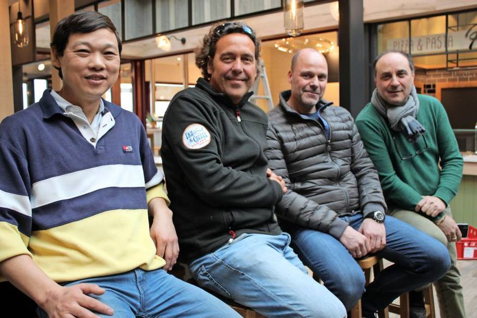 Die Betreiber der Passage „Pier 54“: Thang Dangviet, Andreas Werner, Oliver Hintze und Antonio Gravile (v. lks.).