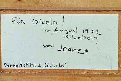 So sieht die Rückseite des Gemäldes von Jeane Flieser aus.