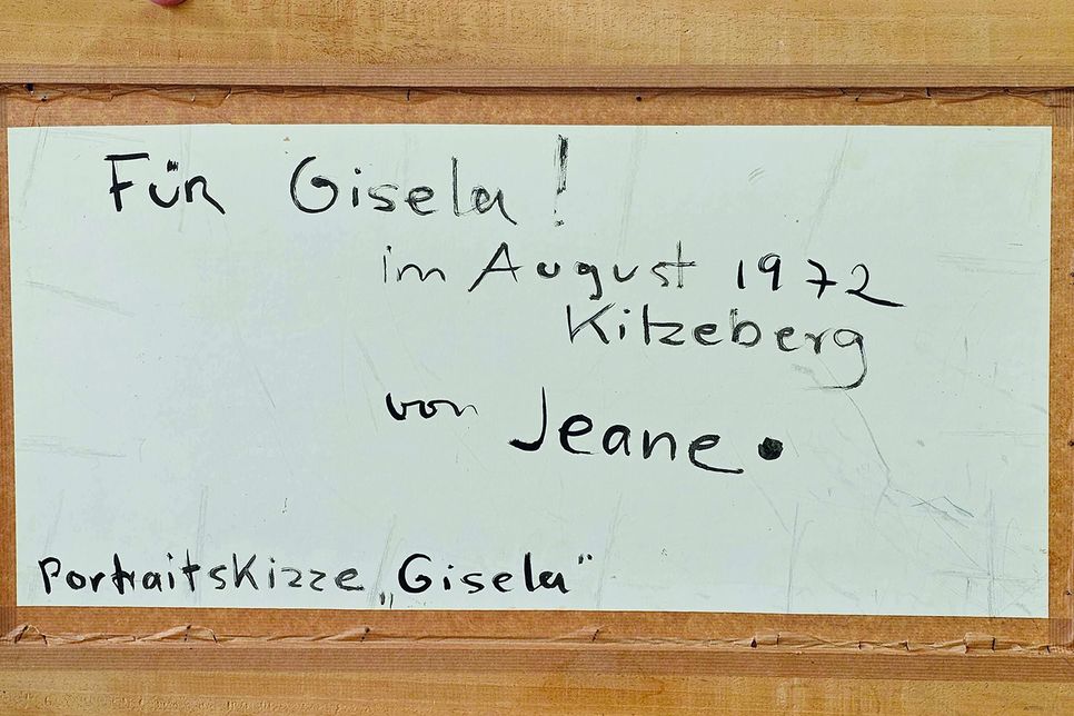 So sieht die Rückseite des Gemäldes von Jeane Flieser aus.