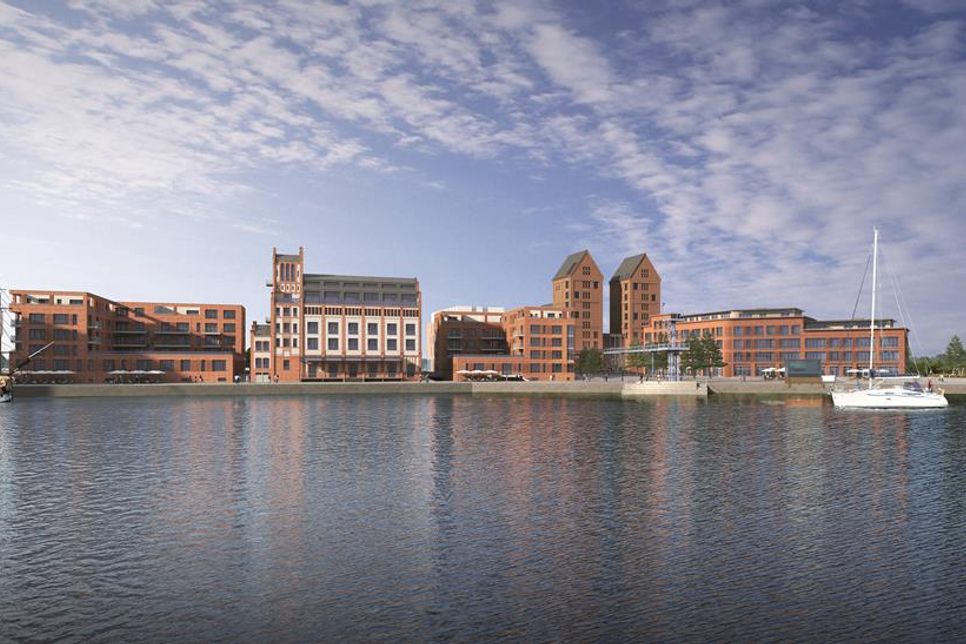 Blick zum Hospitalquartier vom Wasser aus.