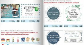 Die Ideenbörse im Flyer für Familienanzeigen gibt viele Vorschläge für die Gestaltung von Anzeigen.