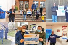 Die glücklichen Vereine in der Region: BSG Eutin „Walking Fußball“, Schulverein der Grundschule Malente, TSV Dörfergemeinschaft, Dorfschaft Hutzfeld, Kiwanis-Club Ahrensbök, TSV Sarau (v.o.l.n.u.r.) und Erlebnis Natur „Rehkitzrettung“ e.V. (nicht auf dem Foto).