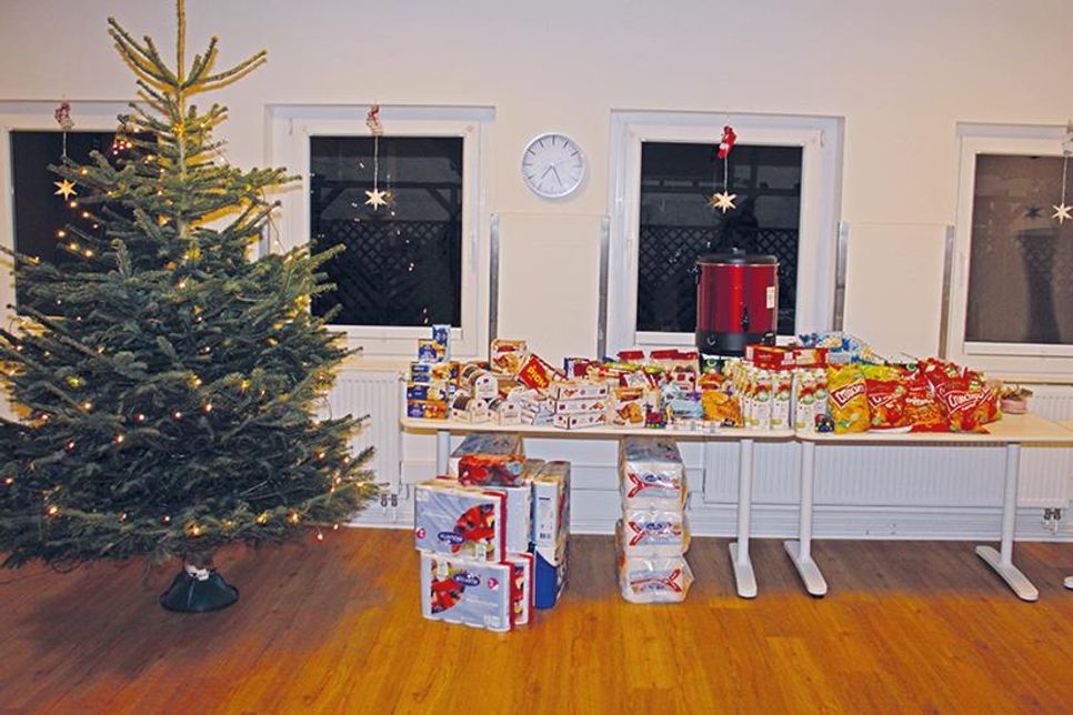 Perfekt! Zu den zahlreichen Sachspenden zählte auch ein Tannenbaum, der liebevoll geschmückt wurde.