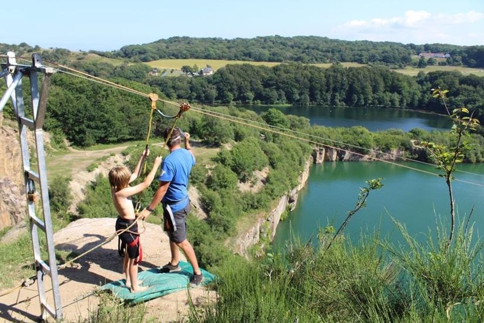 Für Spaß und Abenteuer sorgte die längste Wasserseilbahn Dänemarks.
