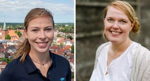 Die Welt der Nachhaltigkeit entdecken: Lina Sophie Koop (lks.)von der Stadt Neustadt und Jessica Westphal vom Zweckverband Ostholstein zeigen, wie jeder einen Beitrag für eine sozial- und Klimagerechte Welt leisten kann.