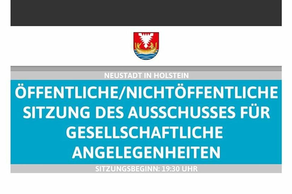 Der Ausschuss für gesellschaftliche Angelegenheiten der Stadt Neustadt tagt am Dienstag, dem 15. Februar ab 19.30 Uhr in einer Mischform als Videokonferenz und Vor-Ort-Sitzung.