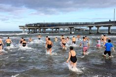 Anbaden an der Seebrücke