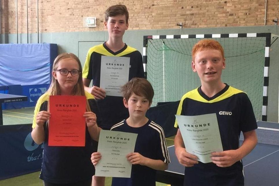 Vanessa Kraak, Fabian Keller, Lucas Lossow (v. lks.), Paul Schellenberger (hinten).