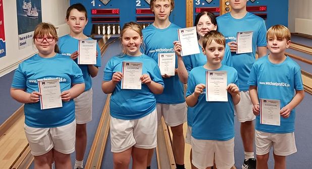 Fiona Winkelmann, Paul Ehlers, Emma Müller, Mike Doose, Zoe Doose, Fynn Nestler, Luca Müller und Jonne Klahn.